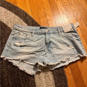Aeropostale Women's Light Blue Distressed Jean Shorts